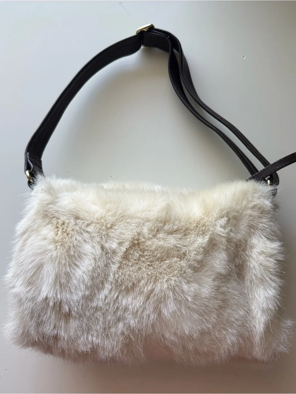 Faux Fur Shoulder Bag in Cream - Stylish Women's Bag